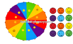 Chusta Edukacyjna AKSON 3 m – zestaw „Duże koła + 12 emocji” + scenariusze profilaktyczne „Fala emocji” 