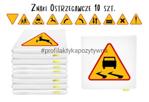 Poduszki kwadratowe ekoskóra ZNAKI OSTRZEGAWCZE drogowe Akson 