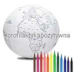 Piłka Balonowa Globus Państwa Świata do kolorowania PL Akson