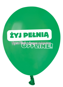 Balony profilaktyczne „Żyj pełnią – offline!” zestaw 10 sztuk   