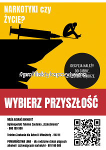 Plakat Profilaktyczny: „NARKOTYKI czy ŻYCIE? Wybierz przyszłość”