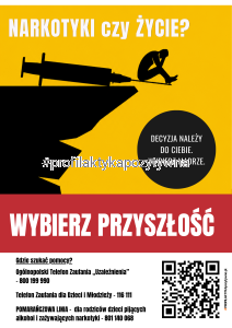 Plakat Profilaktyczny: „NARKOTYKI czy ŻYCIE? Wybierz przyszłość”
