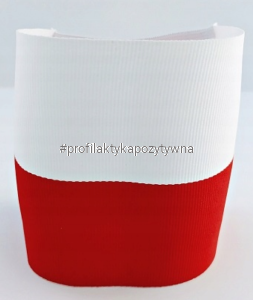 Opaska biało-czerwona DLA DZIECKA na ramię na gumce – sz 10cm flaga Polski