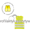 Brelok odblaskowy z naklejką „BEZPIECZNY = CHRONIONY = WIDOCZNY”
