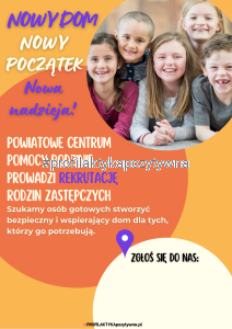 Plakat Rekrutacja PCPR „Nowy dom. Nowy początek. Nowa nadzieja.”
