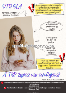 Plakat Fonoholizm młodzież - profilaktyka uzależnień od telefonu i Internetu